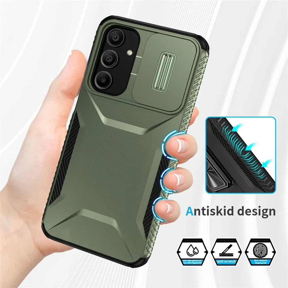 For Samsung Galaxy A16 5G / A16 4G Case Camshield TPU+PC Phone Cover Non-Slip Side Edge - Green - 3