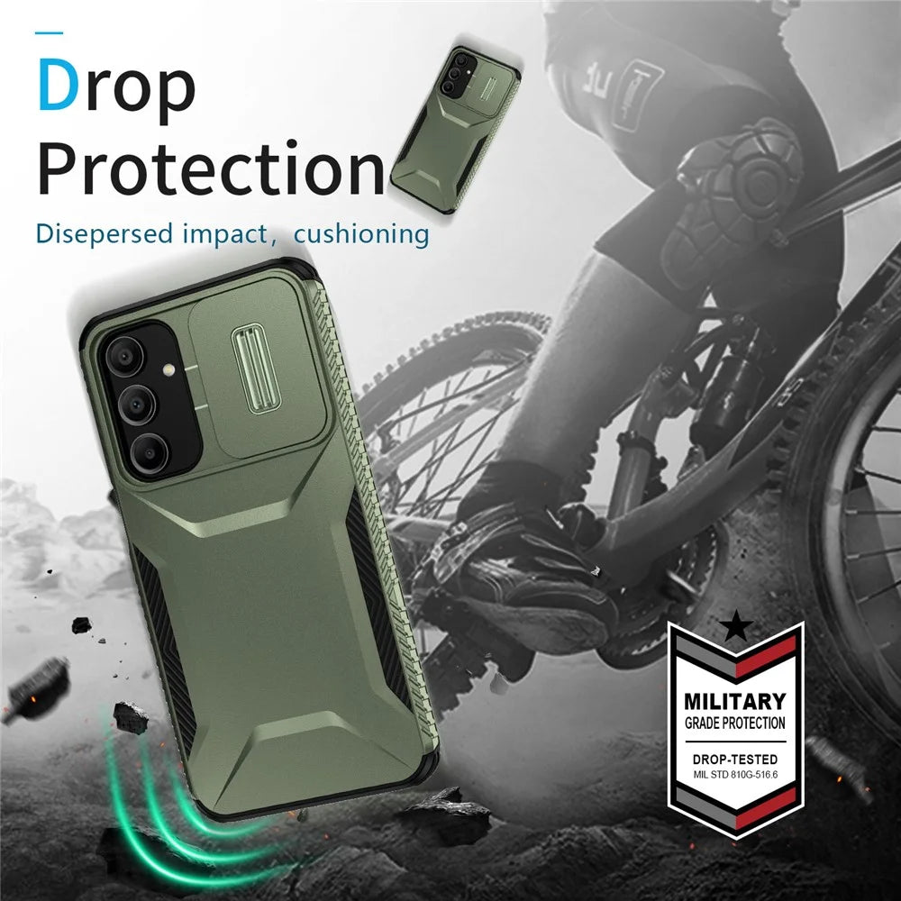 For Samsung Galaxy A16 5G / A16 4G Case Camshield TPU+PC Phone Cover Non-Slip Side Edge - Green - 4