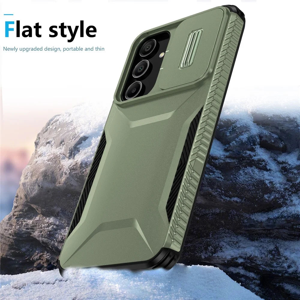 For Samsung Galaxy A16 5G / A16 4G Case Camshield TPU+PC Phone Cover Non-Slip Side Edge - Green - 5
