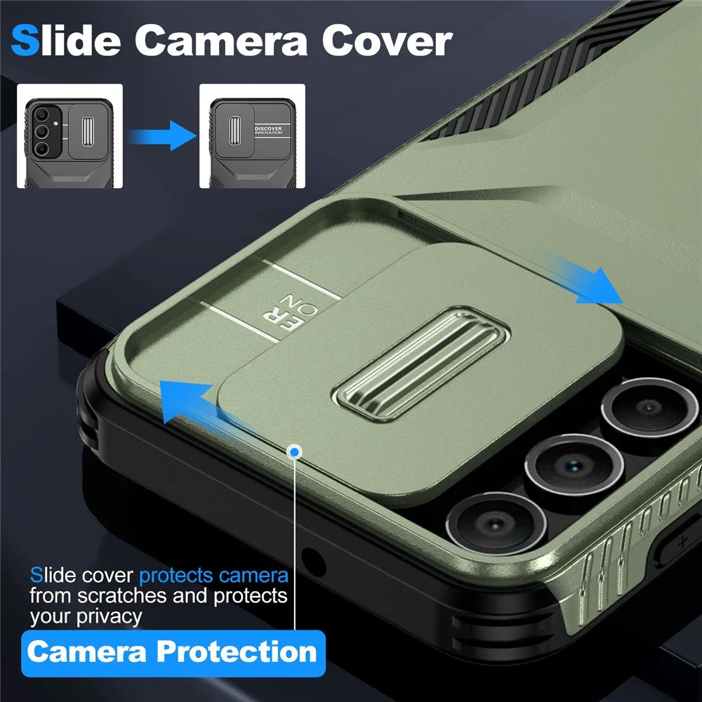 For Samsung Galaxy A16 5G / A16 4G Case Camshield TPU+PC Phone Cover Non-Slip Side Edge - Green - 7