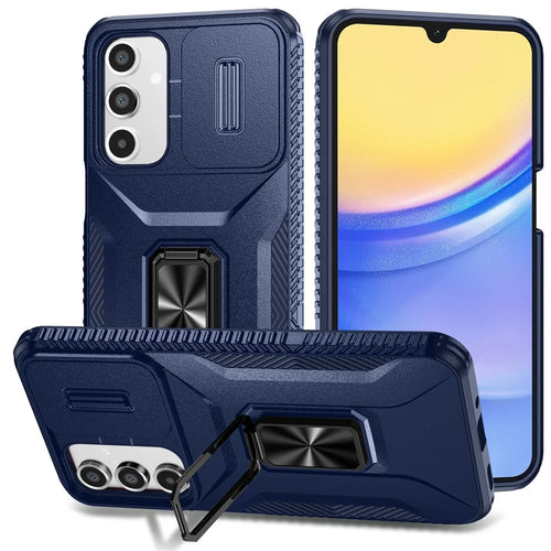 For Samsung Galaxy A16 5G / A16 4G Case Camshield Kickstand TPU+PC Anti-Slip Phone Cover - Blue - 1