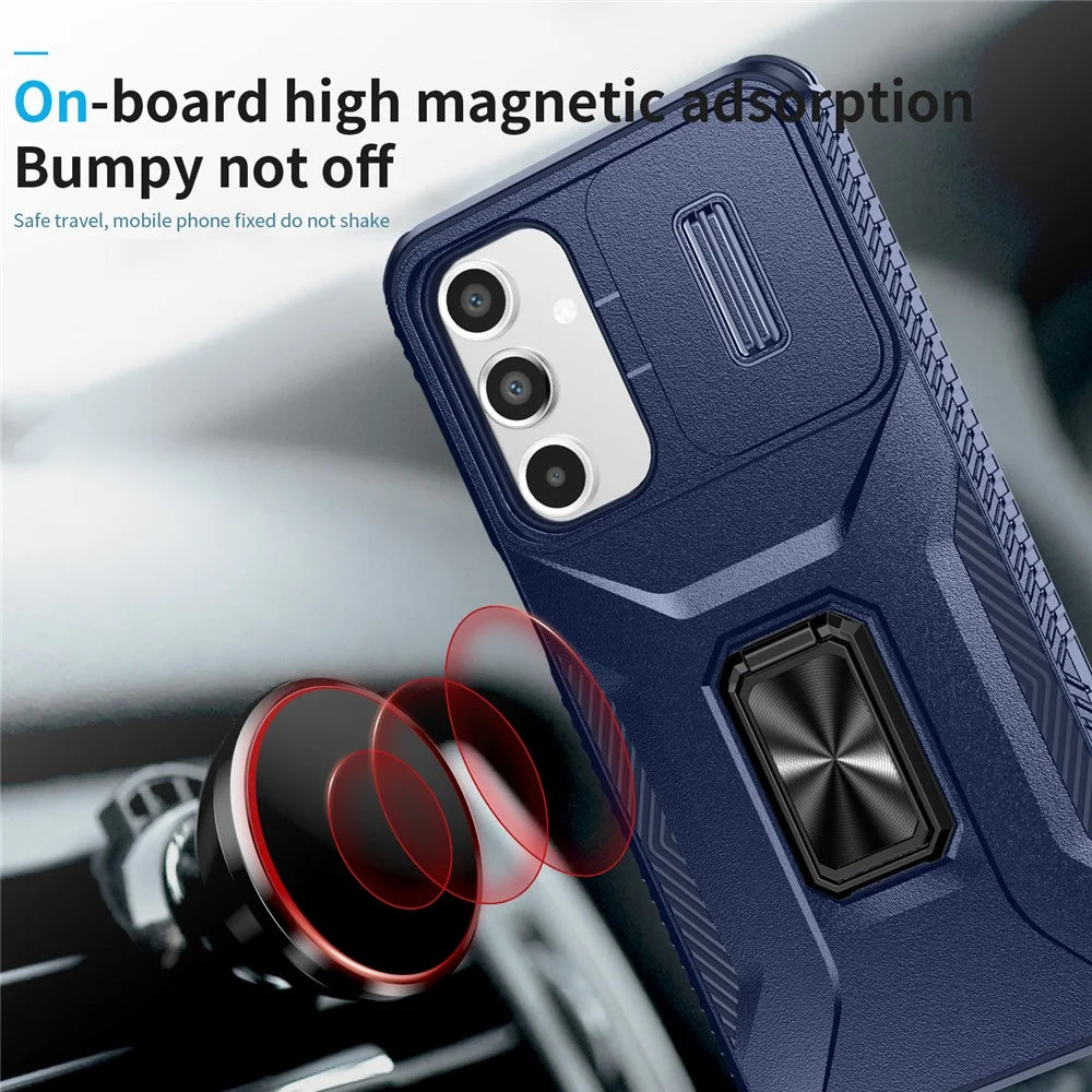 For Samsung Galaxy A16 5G / A16 4G Case Camshield Kickstand TPU+PC Anti-Slip Phone Cover - Blue - 6