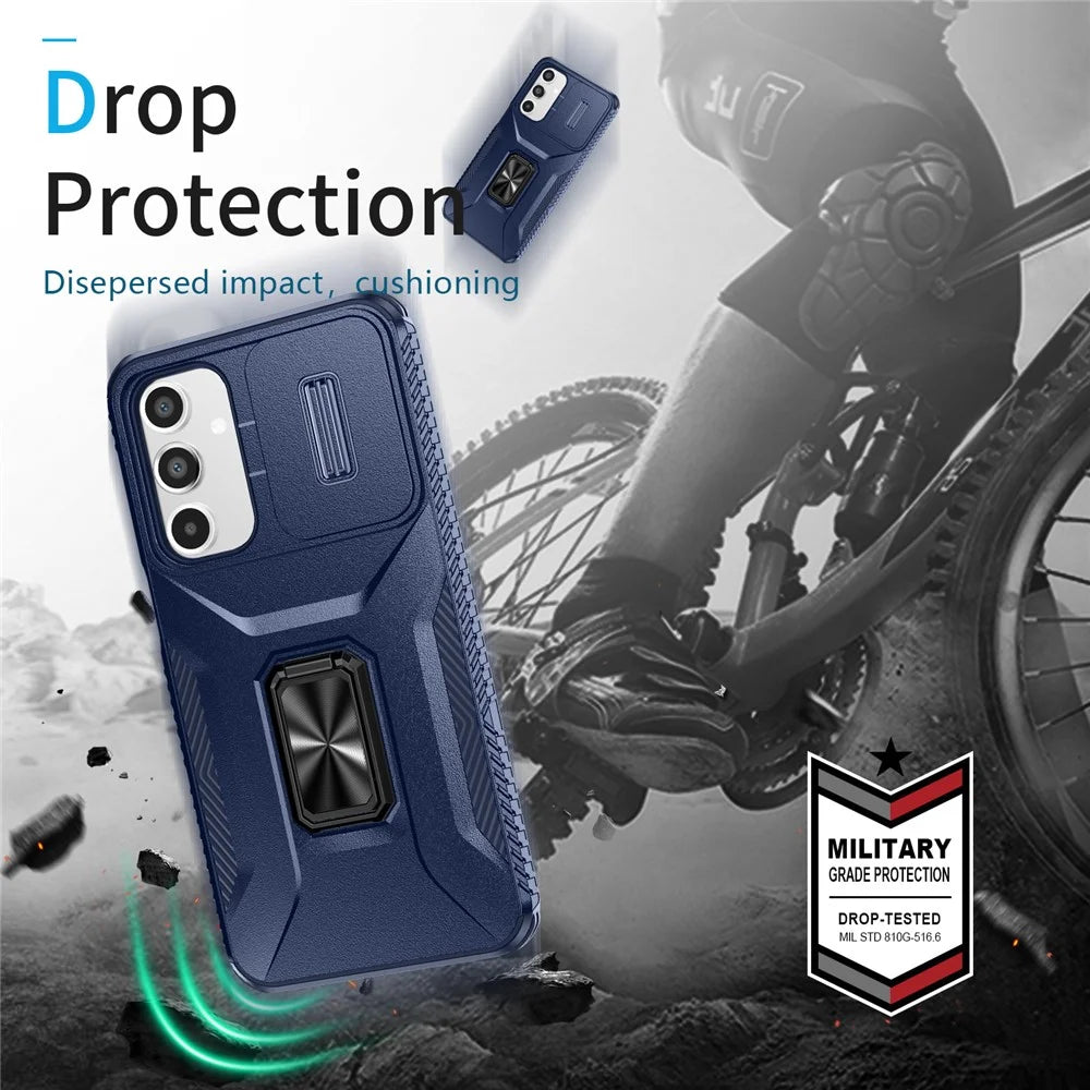 For Samsung Galaxy A16 5G / A16 4G Case Camshield Kickstand TPU+PC Anti-Slip Phone Cover - Blue - 7