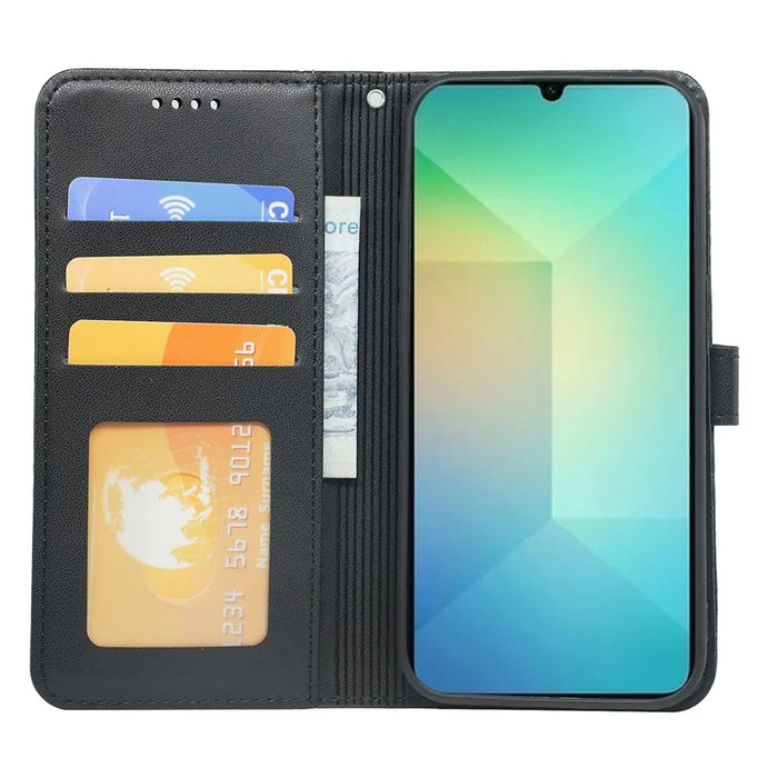For Samsung Galaxy A06 4G Wallet Case Magnetic Snap Leather Phone Cover with Strap - Black - 2
