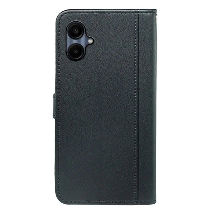 For Samsung Galaxy A06 4G Wallet Case Magnetic Snap Leather Phone Cover with Strap - Black - 6