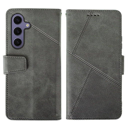 IDEWEI For Samsung Galaxy S25 Case Leather Wallet Phone Cover Stand Calf Texture - Grey - 1