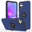 For Samsung Galaxy A06 4G Case PC+TPU Phone Cover with Rotatable Ring Holder - Blue - 1