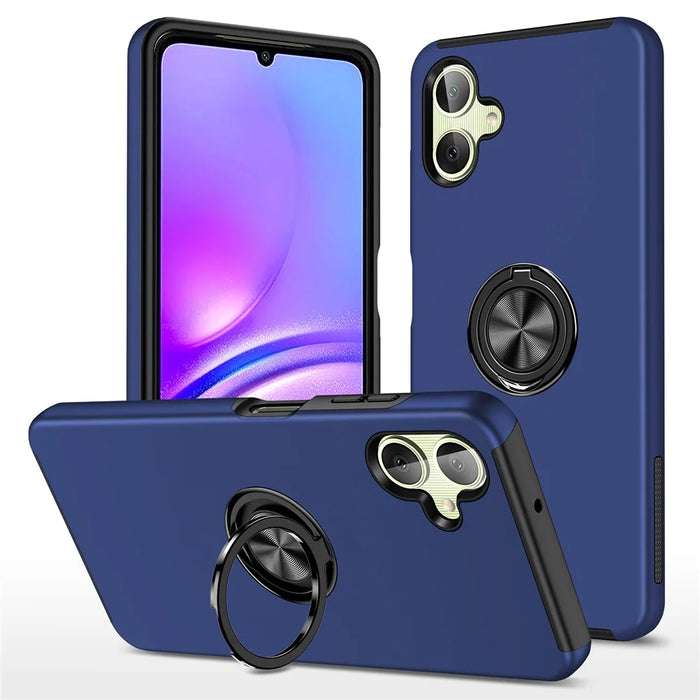 For Samsung Galaxy A06 4G Case PC+TPU Phone Cover with Rotatable Ring Holder - Blue - 1