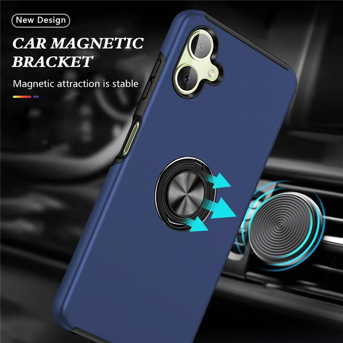 For Samsung Galaxy A06 4G Case PC+TPU Phone Cover with Rotatable Ring Holder - Blue - 3