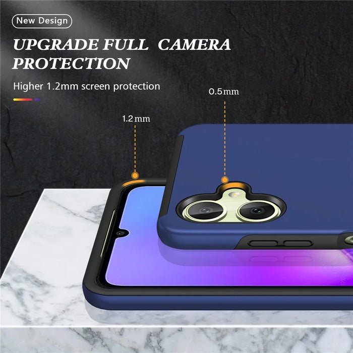 For Samsung Galaxy A06 4G Case PC+TPU Phone Cover with Rotatable Ring Holder - Blue - 6