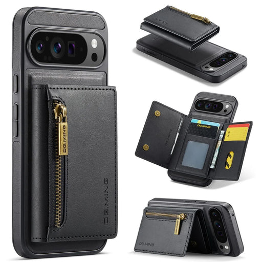 DG.MING M5 Series For Google Pixel 9 Pro XL Case Detachable Magnetic Leather Phone Cover with Card Slots - Black - 1