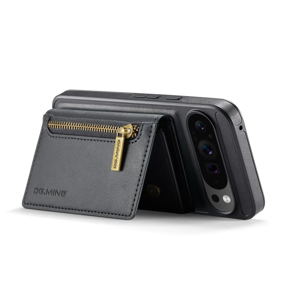 DG.MING M5 Series For Google Pixel 9 Pro XL Case Detachable Magnetic Leather Phone Cover with Card Slots - Black - 3