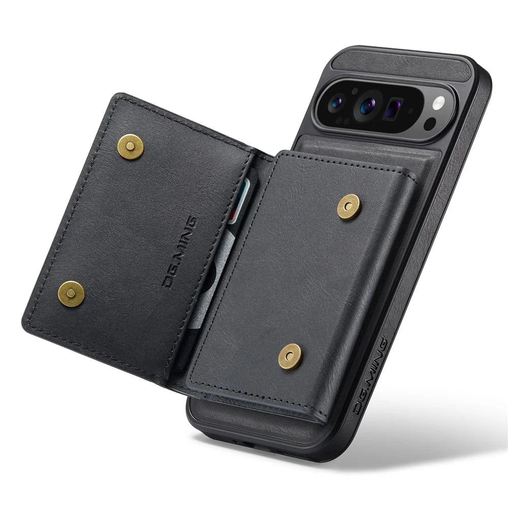 DG.MING M5 Series For Google Pixel 9 Pro XL Case Detachable Magnetic Leather Phone Cover with Card Slots - Black - 4