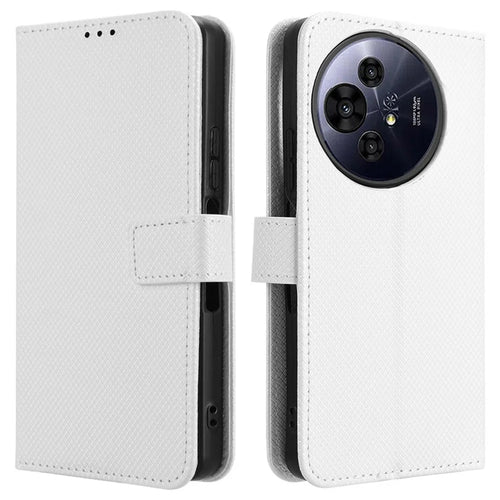 For TCL 50 Pro Nxtpaper 5G / 50 Nxtpaper 5G / TCL P10 / 60 XE NxtPaper 5G Case PU Leather Diamond Texture Wallet Phone Cover - White - 1