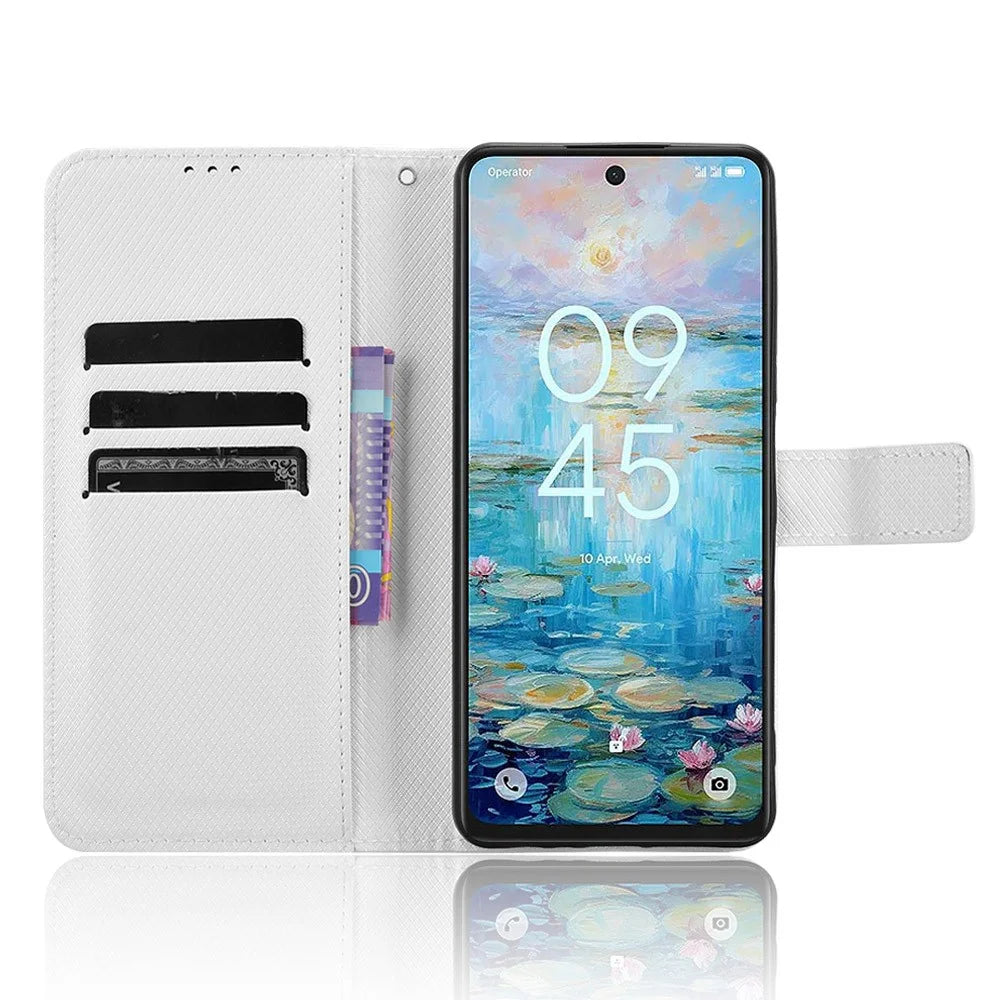 For TCL 50 Pro Nxtpaper 5G / 50 Nxtpaper 5G / TCL P10 / 60 XE NxtPaper 5G Case PU Leather Diamond Texture Wallet Phone Cover - White - 2