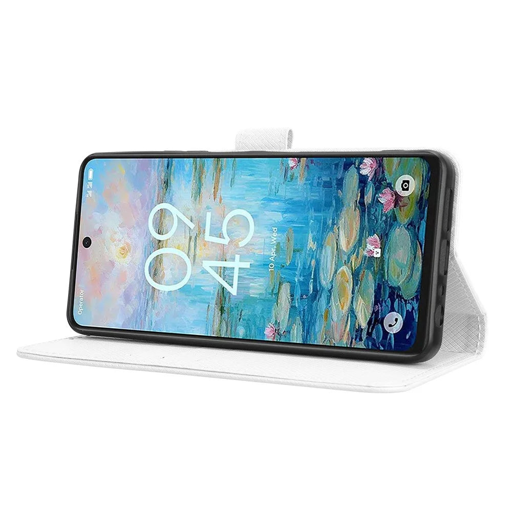 For TCL 50 Pro Nxtpaper 5G / 50 Nxtpaper 5G / TCL P10 / 60 XE NxtPaper 5G Case PU Leather Diamond Texture Wallet Phone Cover - White - 3