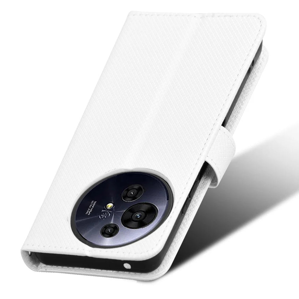 For TCL 50 Pro Nxtpaper 5G / 50 Nxtpaper 5G / TCL P10 / 60 XE NxtPaper 5G Case PU Leather Diamond Texture Wallet Phone Cover - White - 5
