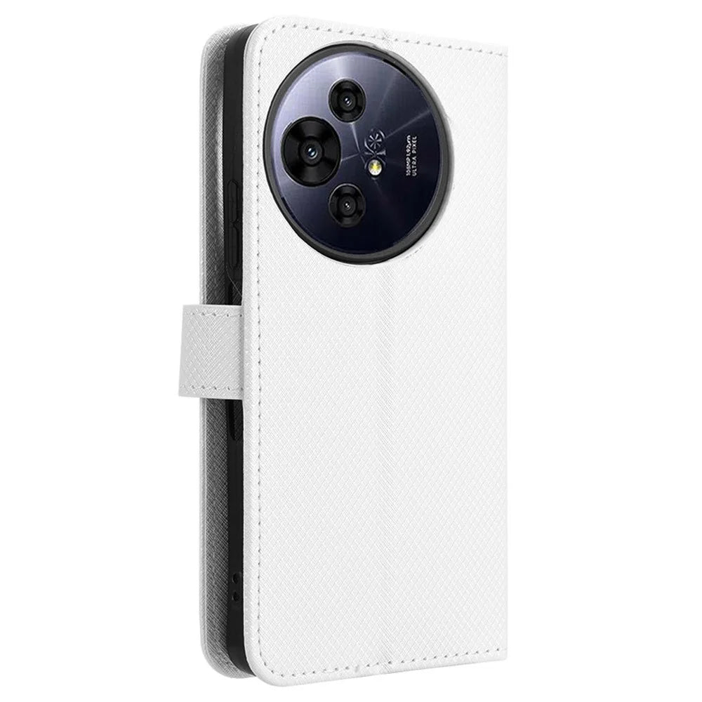 For TCL 50 Pro Nxtpaper 5G / 50 Nxtpaper 5G / TCL P10 / 60 XE NxtPaper 5G Case PU Leather Diamond Texture Wallet Phone Cover - White - 7