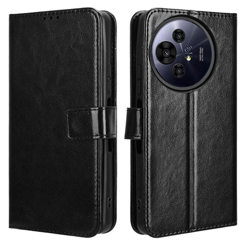 For TCL 50 Pro Nxtpaper 5G / 50 Nxtpaper 5G / TCL P10 / 60 XE NxtPaper 5G Case Crazy Horse Texture PU Leather Phone Wallet Cover - Black - 1