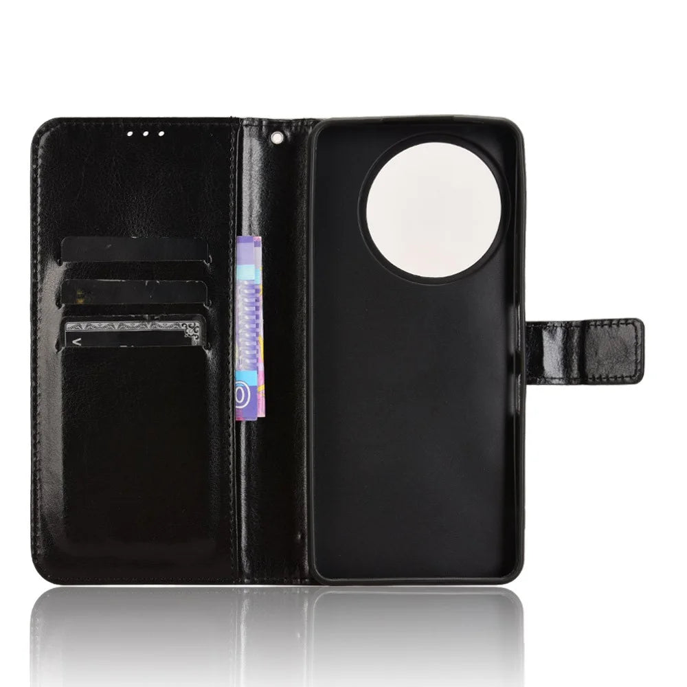 For TCL 50 Pro Nxtpaper 5G / 50 Nxtpaper 5G / TCL P10 / 60 XE NxtPaper 5G Case Crazy Horse Texture PU Leather Phone Wallet Cover - Black - 4