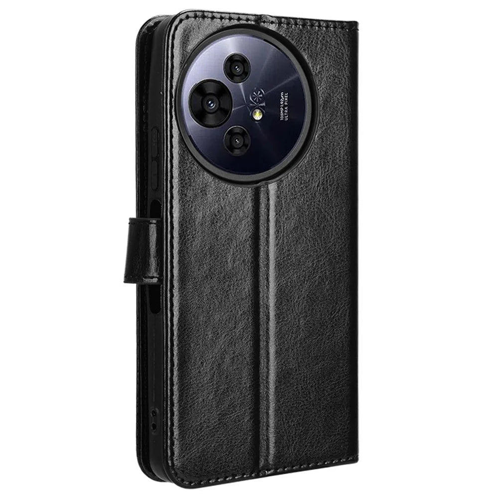 For TCL 50 Pro Nxtpaper 5G / 50 Nxtpaper 5G / TCL P10 / 60 XE NxtPaper 5G Case Crazy Horse Texture PU Leather Phone Wallet Cover - Black - 6
