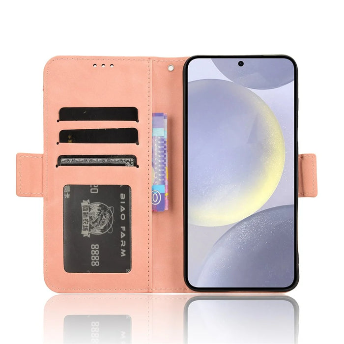 For Samsung Galaxy S24 FE Leather Case Phone Wallet Cover with Multiple Card Slots - Pink - 3