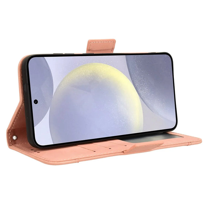 For Samsung Galaxy S24 FE Leather Case Phone Wallet Cover with Multiple Card Slots - Pink - 4