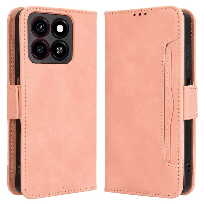 For ZTE Blade A35 / A55 Leather Case Phone Wallet Cover with Multiple Card Slots - Pink - 1