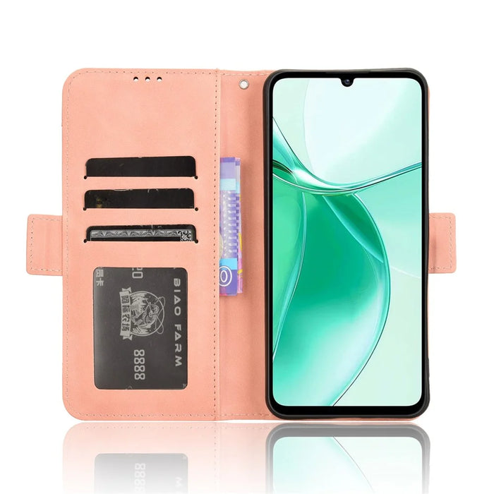 For ZTE Blade A35 / A55 Leather Case Phone Wallet Cover with Multiple Card Slots - Pink - 3