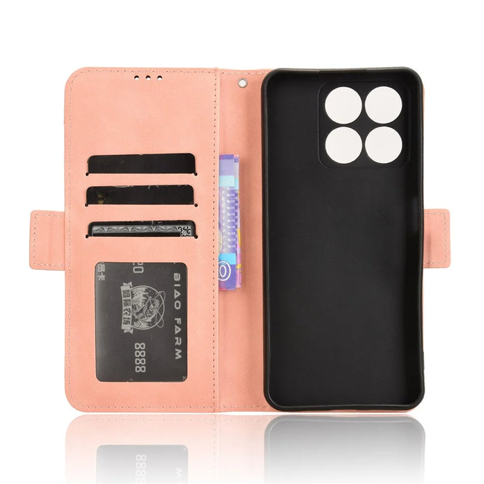 For ZTE Blade A35 / A55 Leather Case Phone Wallet Cover with Multiple Card Slots - Pink - 5