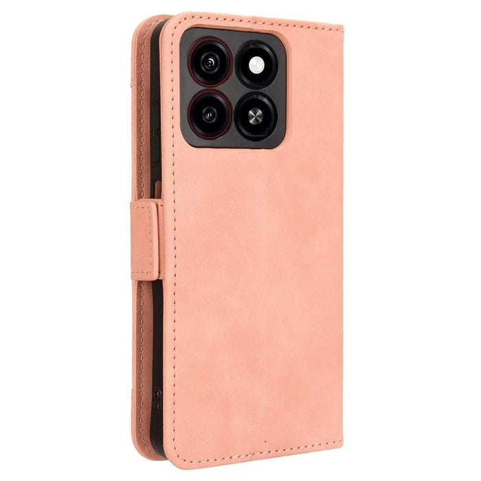 For ZTE Blade A35 / A55 Leather Case Phone Wallet Cover with Multiple Card Slots - Pink - 7