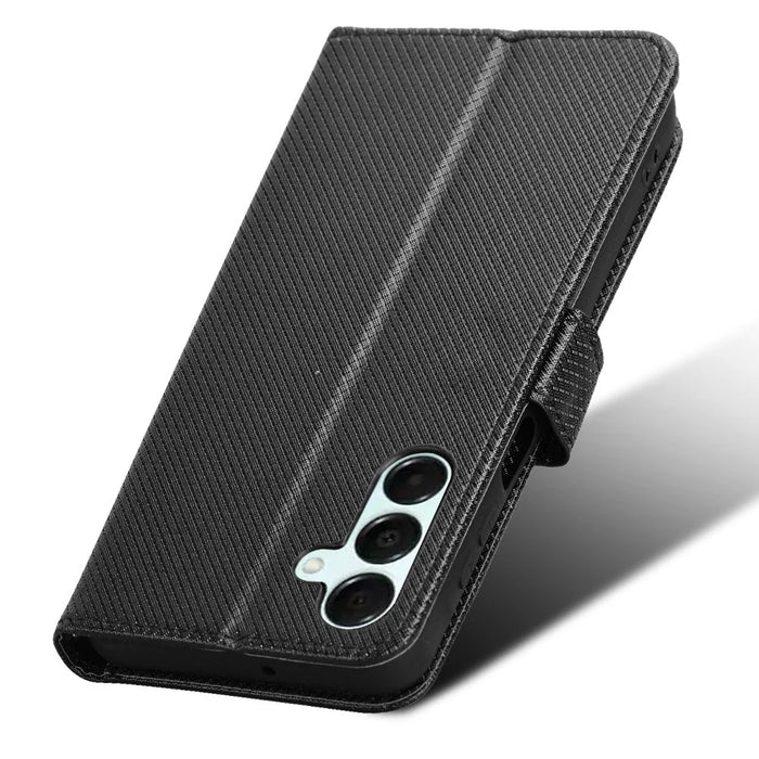 For Samsung Galaxy A16 5G / A16 4G Case PU Leather Diamond Texture Wallet Phone Cover - Black - 5