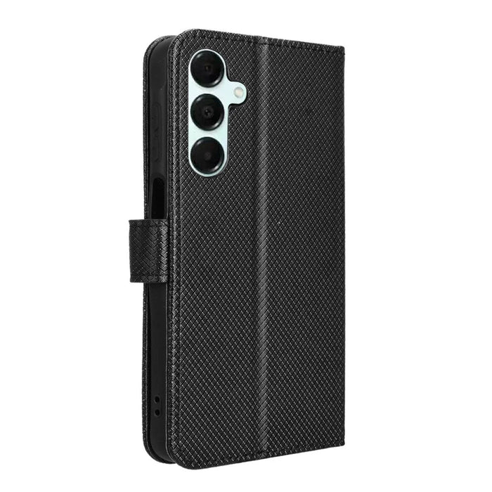 For Samsung Galaxy A16 5G / A16 4G Case PU Leather Diamond Texture Wallet Phone Cover - Black - 7