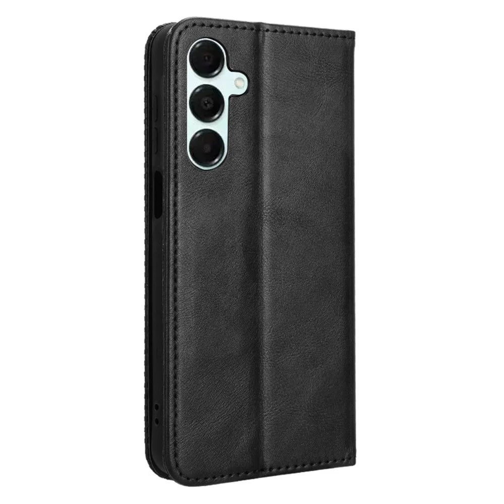For Samsung Galaxy A16 5G / A16 4G Leather Case Wallet Stand Retro Texture Phone Cover - Black - 7