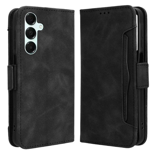 For Samsung Galaxy A16 5G / A16 4G Leather Case Phone Wallet Cover with Multiple Card Slots - Black - 1