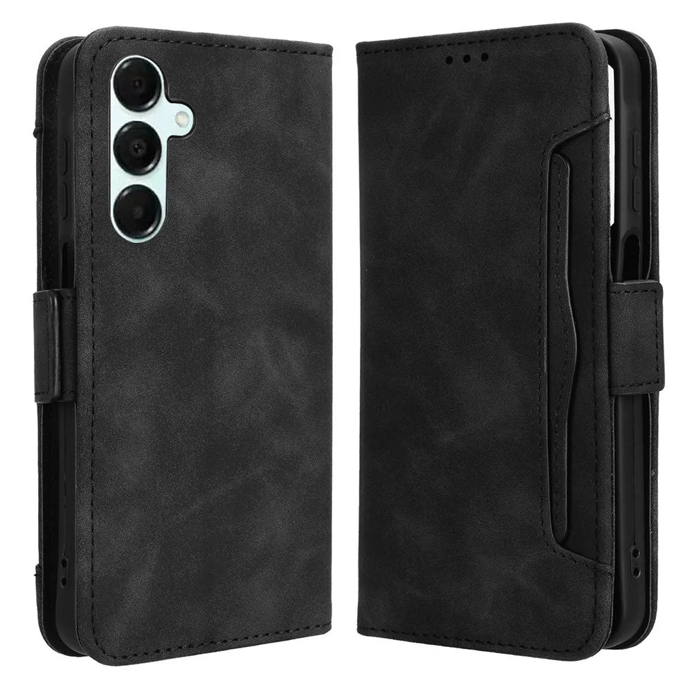 For Samsung Galaxy A16 5G / A16 4G Leather Case Phone Wallet Cover with Multiple Card Slots - Black - 1