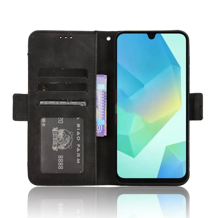 For Samsung Galaxy A16 5G / A16 4G Leather Case Phone Wallet Cover with Multiple Card Slots - Black - 3