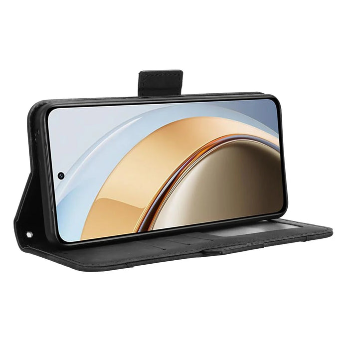 For vivo V40 Lite (Indonesia) 4G / 5G Leather Case Phone Wallet Cover with Multiple Card Slots - Black - 4