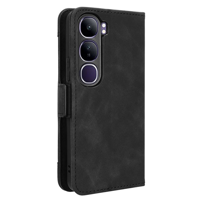 For vivo V40 Lite (Indonesia) 4G / 5G Leather Case Phone Wallet Cover with Multiple Card Slots - Black - 7