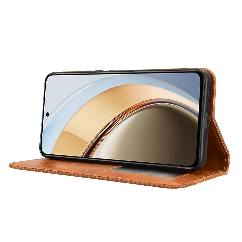 For vivo V40 Lite (Indonesia) 4G / 5G Leather Case Wallet Stand Retro Texture Phone Cover - Brown - 3
