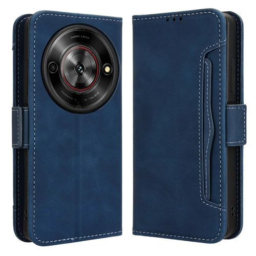 For ZTE Blade A75 5G / nubia Focus Leather Case Phone Wallet Cover with Multiple Card Slots - Blue - 1