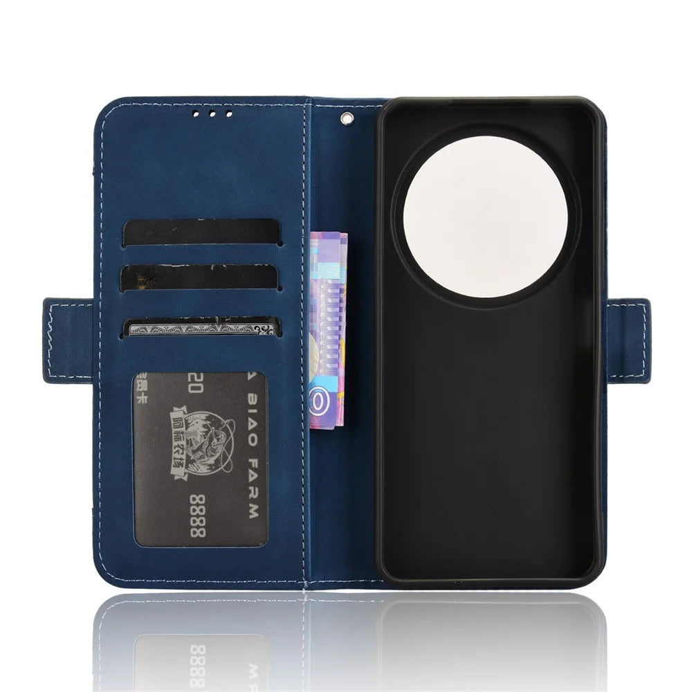 For ZTE Blade A75 5G / nubia Focus Leather Case Phone Wallet Cover with Multiple Card Slots - Blue - 5