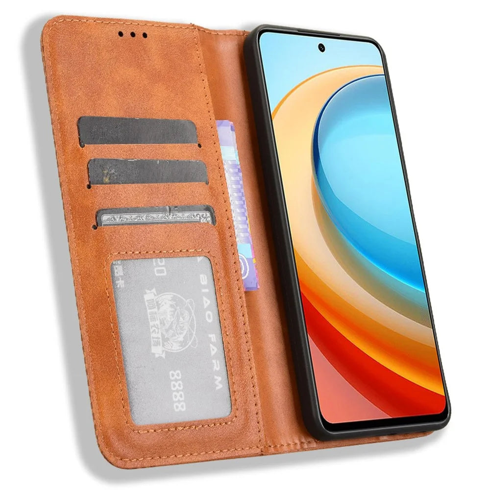 For ZTE Blade A75 5G / nubia Focus Leather Case Wallet Stand Retro Texture Phone Cover - Brown - 2