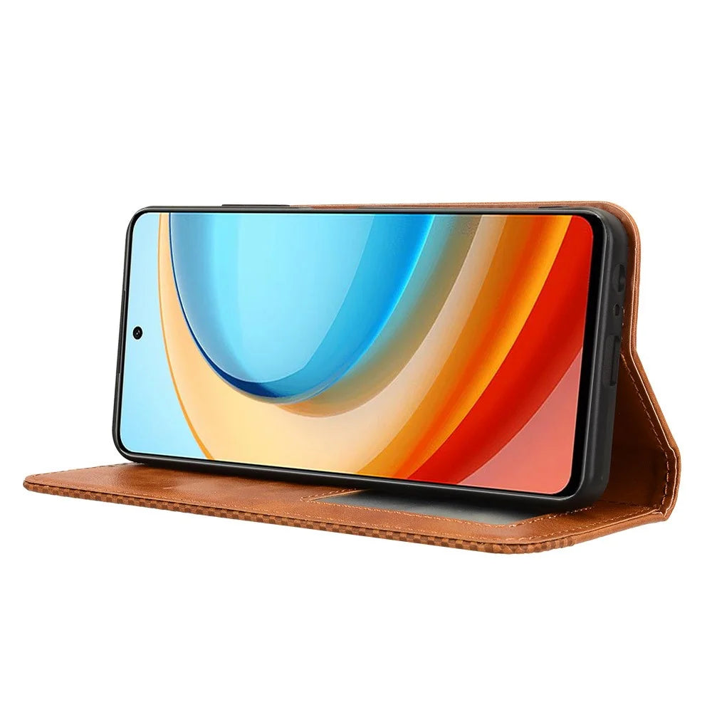 For ZTE Blade A75 5G / nubia Focus Leather Case Wallet Stand Retro Texture Phone Cover - Brown - 3