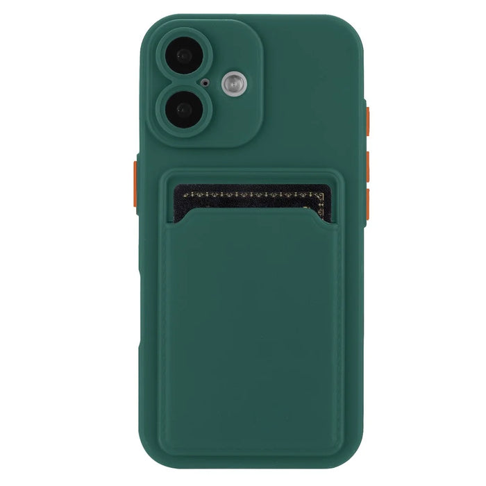 For iPhone 16 Case Flexible TPU Phone Cover with Back Card Slot - Midnight Green - 2