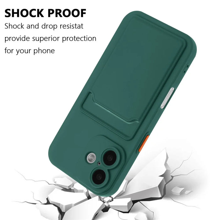 For iPhone 16 Case Flexible TPU Phone Cover with Back Card Slot - Midnight Green - 5