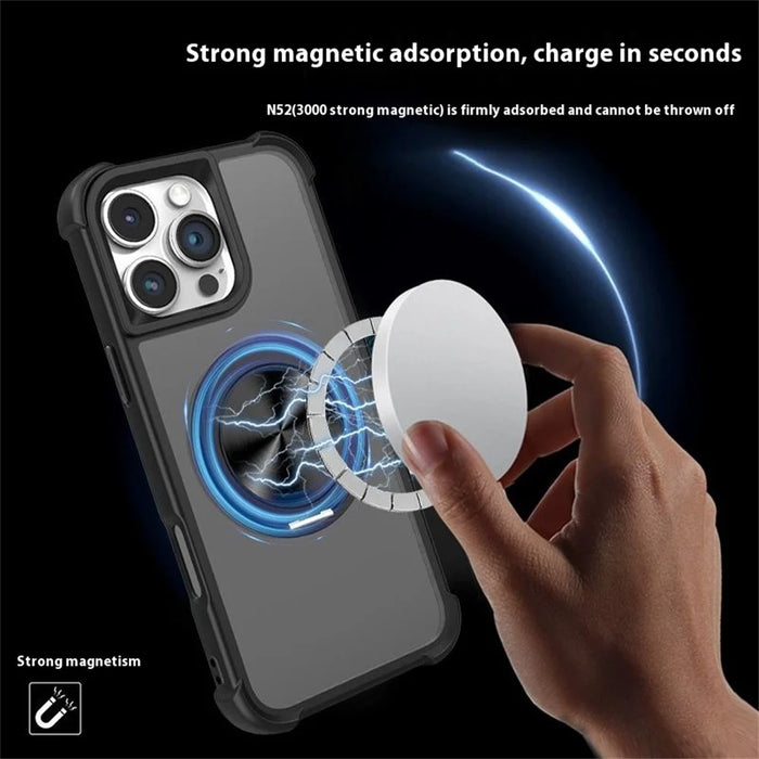 For iPhone 16 Pro Max Case Compatble with MagSafe CD Vein Kickstand TPU+PC Phone Cover - Black - 5