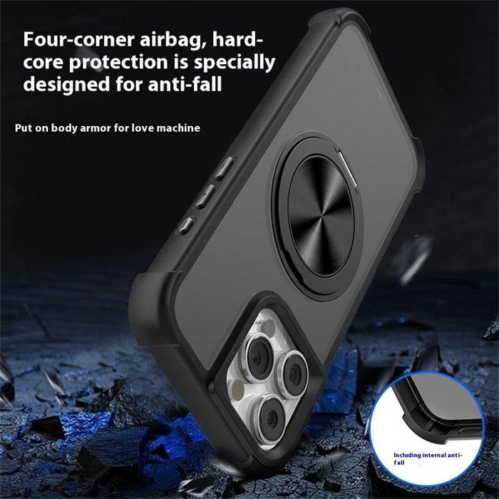 For iPhone 16 Pro Max Case Compatble with MagSafe CD Vein Kickstand TPU+PC Phone Cover - Black - 6