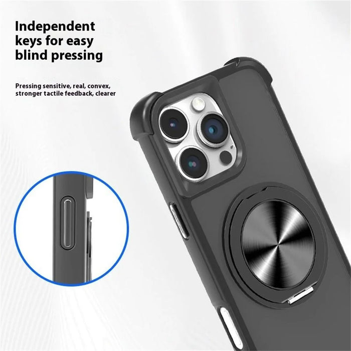 For iPhone 16 Pro Max Case Compatble with MagSafe CD Vein Kickstand TPU+PC Phone Cover - Black - 7