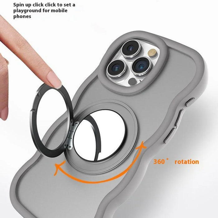For iPhone 15 Pro Case Compatble with MagSafe Kickstand TPU+PC Phone Cover Built-In Mirror - Light Grey - 2